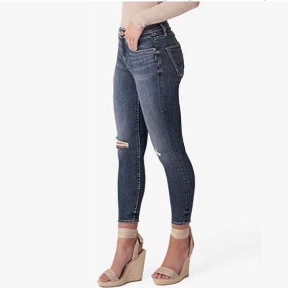 Silver Jeans NWT 5/6 (28) Womens Avery High Rise Skinny Crop Curvy Stretch Jeans - Picture 2 of 14